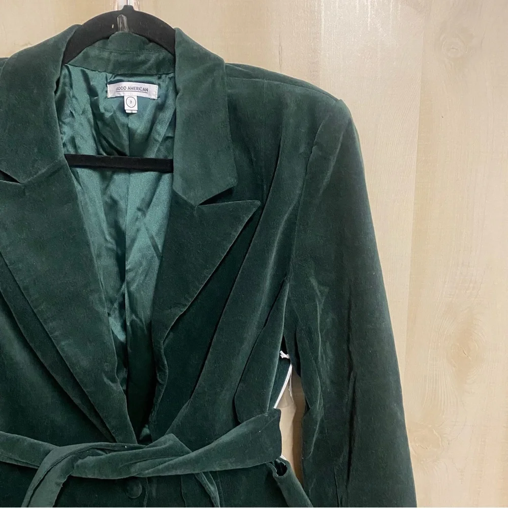 Good American Green Velvet Holiday Blazer Size Large - Picture 5 of 12